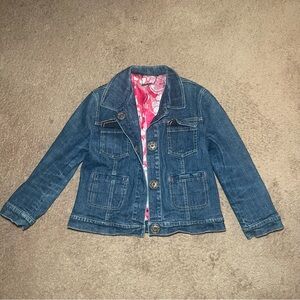Anthropologie LUll Jean Jacket with Pink lining - Size Small